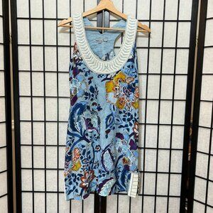 Calypso Saint Barth Women's Scoop Neck Beaded Multicolor Flare Mini Dress Size 8